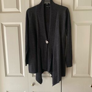 Cable & Gauge women’s L cardigan sweater waterfall hem gray lightweight soft